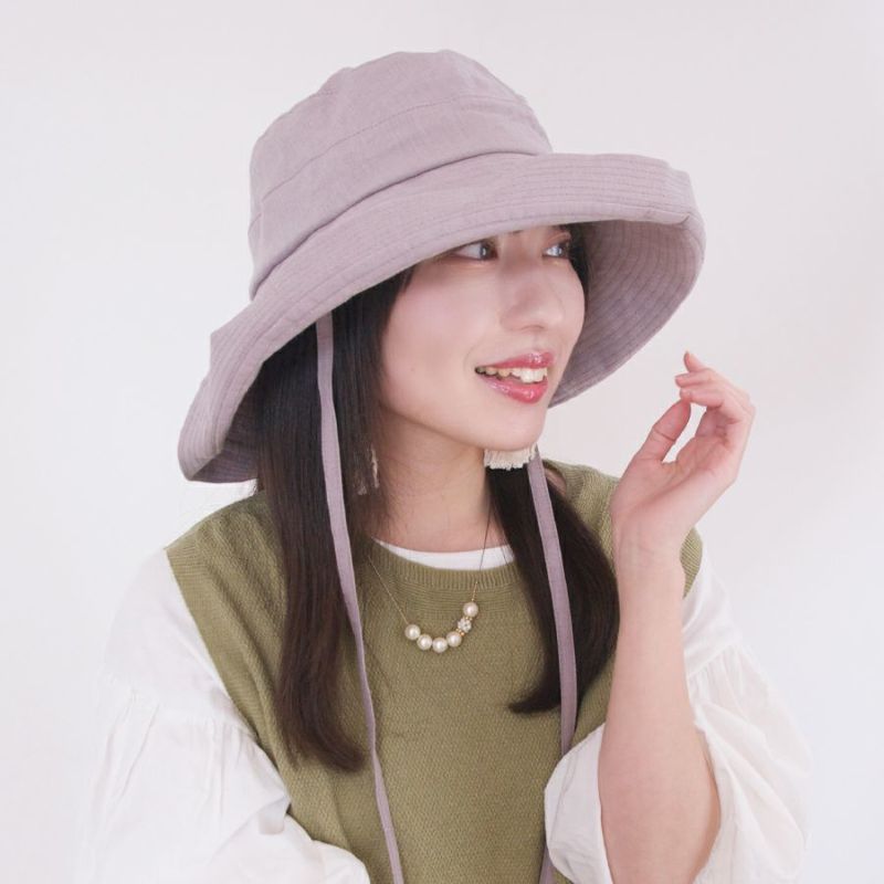 polcadot 帽子 ハット リネンエッジアップハット・ストラップ